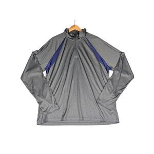 ALO Yoga Quarter Zip Performance Pullover Mens 3XL Long Sleeve Gray Navy 1/4 Zip